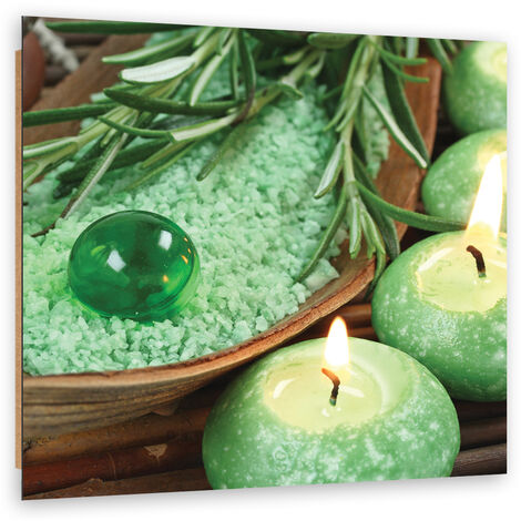 Quadro deco panel, Candele spa turchesi - 50x50