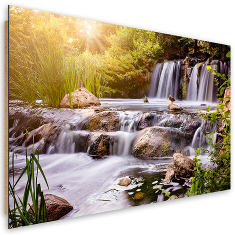 Quadro deco panel, Cascata alla natura del tramonto - 90x60