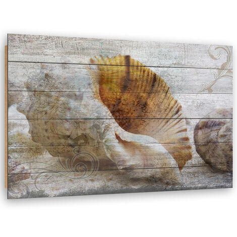Quadro deco panel, Conchiglie in stile vintage - 60x40