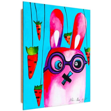 Quadro deco panel, Coniglietto rosa con occhiali - 60x90