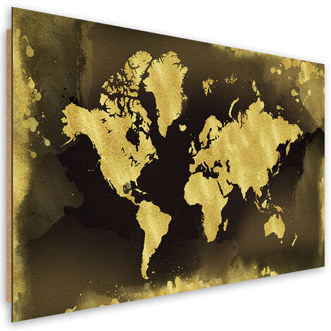 Quadro deco panel, Continenti d'oro vintage - 100x70