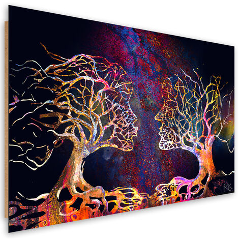 Quadro deco panel, Coppia di alberi baciano l'astrazione - 90x60
