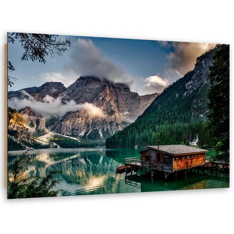 Quadro deco panel, Cottage sul lago in montagna - 60x40