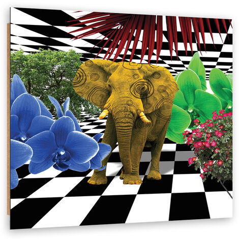 Quadro deco panel, Elefante colorato - 50x50