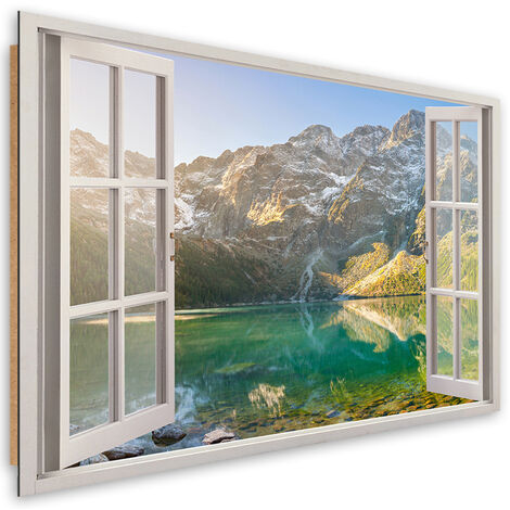 Quadro deco panel, Finestra del lago nelle montagne Natura - 60x40
