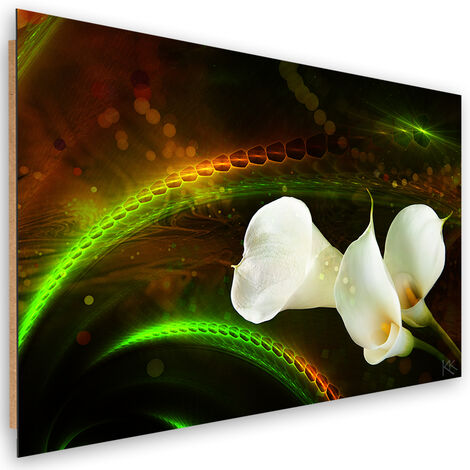 Quadro deco panel, Fiore bianco sullo sfondo marrone - 60x40