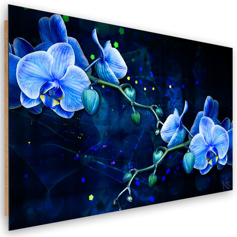 Quadro deco panel, Fiore di orchidea blu - 60x40