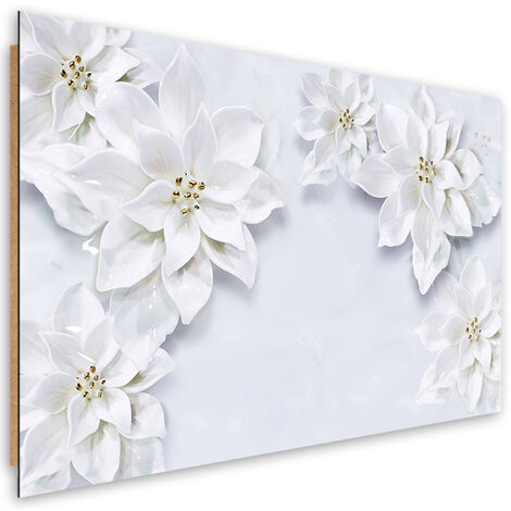Quadro deco panel, Fiori bianchi nevoso di pianta - 60x40