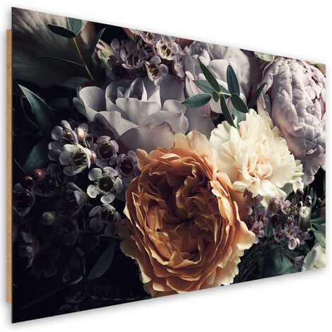 Quadro deco panel, Fiori di bouquet peon pastello - 90x60