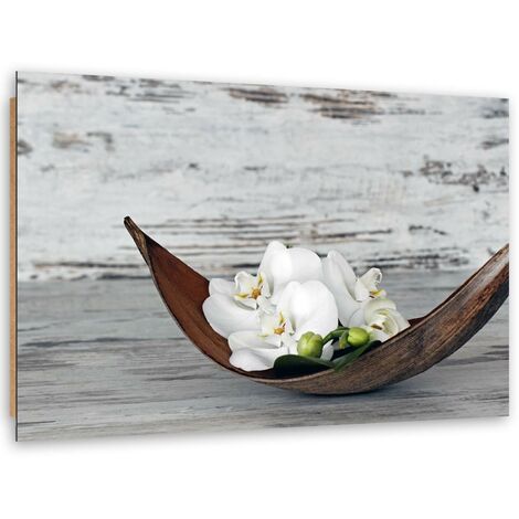 Quadro deco panel, Fiori di orchidea bianchi - 100x70