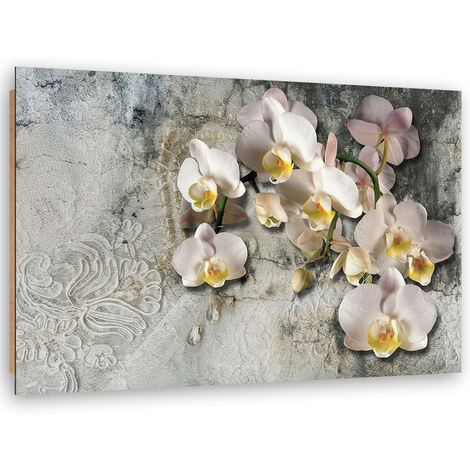 Quadro deco panel, Fiori di orchidee soleggiate - 90x60