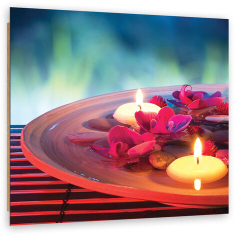 Quadro deco panel, Fiori galleggianti e pietre zen - 60x60