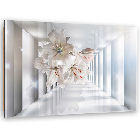 Quadro deco panel, Fiori nel corridoio 3D - 100x70