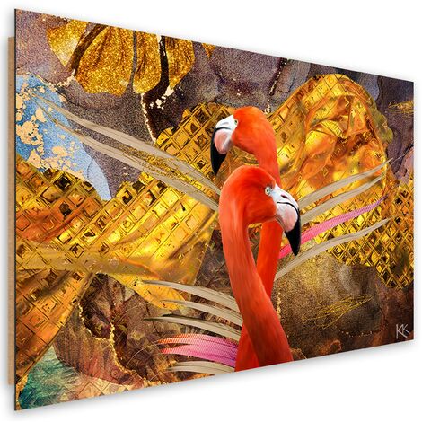 Quadro deco panel, Flaming sullo sfondo dell'oro - 120x80