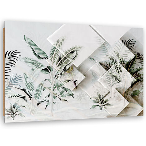 Quadro deco panel, Foglie 3D verdi - 120x80
