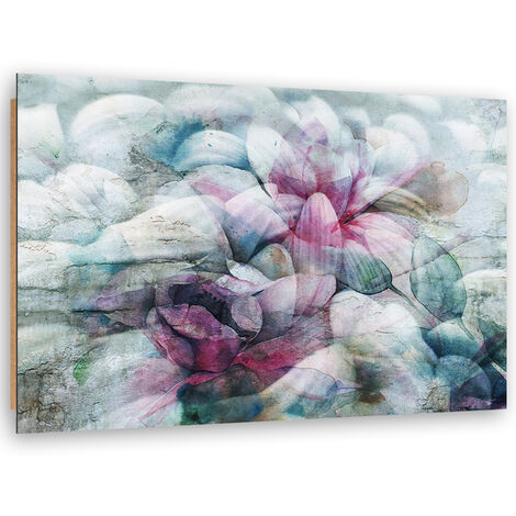 Quadro deco panel, Foglie colorate di acquerello - 90x60