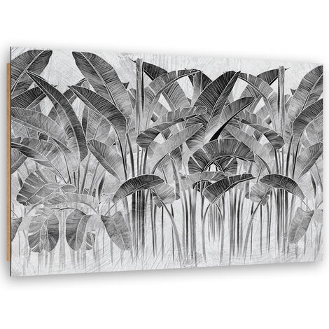 Quadro deco panel, Foglie di banana grigia - 100x70