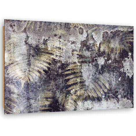 Quadro deco panel, Foglie di felce dorate - 60x40