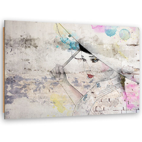 Quadro deco panel, Geisha che tiene un ombrello - 90x60