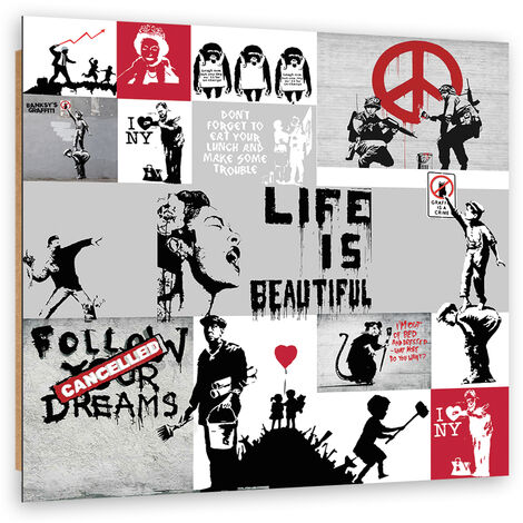 Quadro deco panel, Graffiti di composizione di Banksy - 30x30