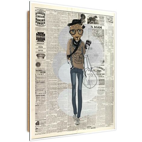Quadro deco panel, Hipster leopardo - articolo di giornale - 40x60