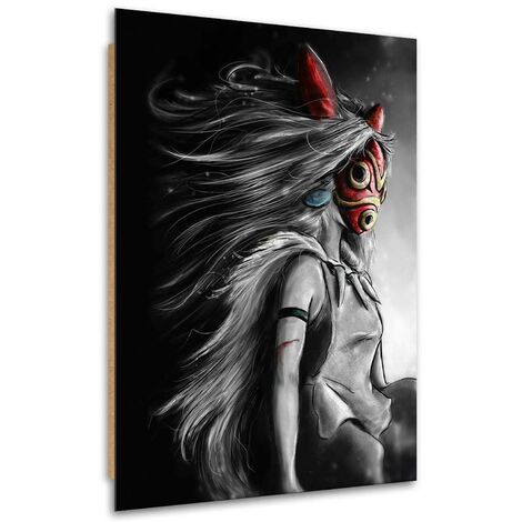 Quadro deco panel, La Principessa Mononoke con una maschera rossa - 70x100