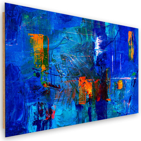 Quadro deco panel, Mano di astrazione blu -pinto - 100x70