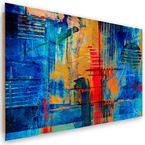 Quadro deco panel, Mano di astrazione blu -pinto - 120x80