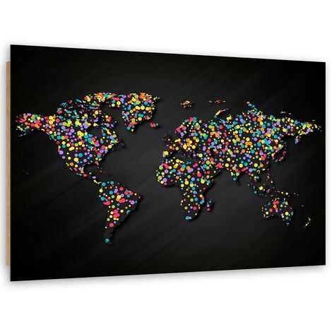 Quadro deco panel, Mappa del mondo con punti colorati - 60x40
