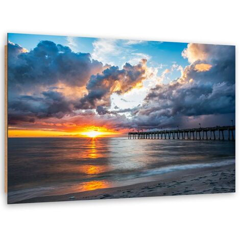 Quadro deco panel, Molo al tramonto - 120x80