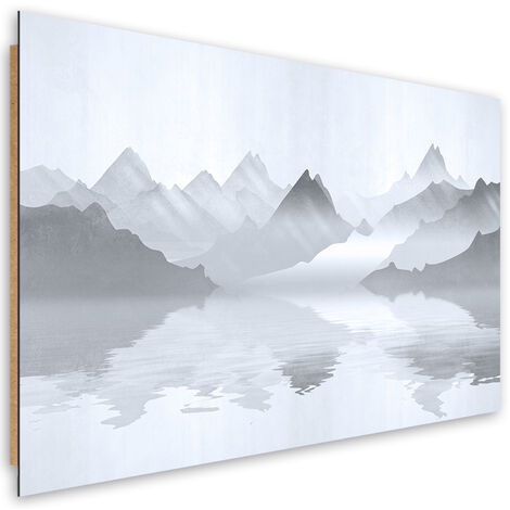 Quadro deco panel, Montagne sul lago astrazione - 100x70