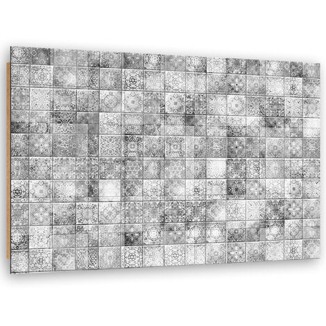 Quadro deco panel, Mosaico orientale su piastrelle grigie - 120x80