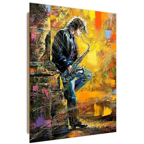 Quadro deco panel, Musicista con sassofono - 70x100