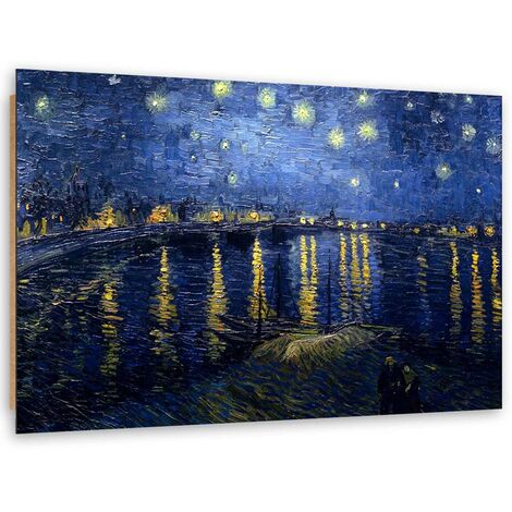 Quadro deco panel, Notte stellata sul Rodano - Riproduzione di V. van Gogh - 120x80