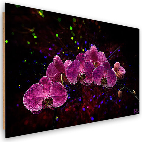 Quadro deco panel, Orchidea su uno sfondo scuro - 90x60