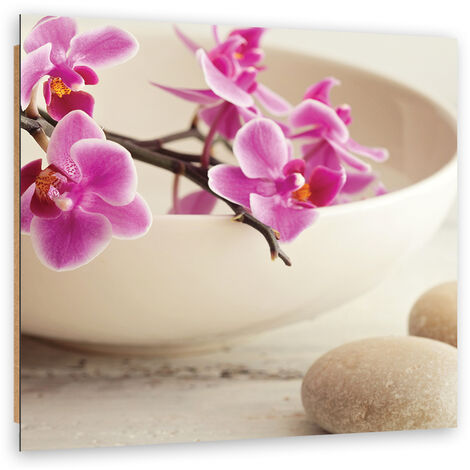 Quadro deco panel, Orchidee rosa nel piatto - 30x30
