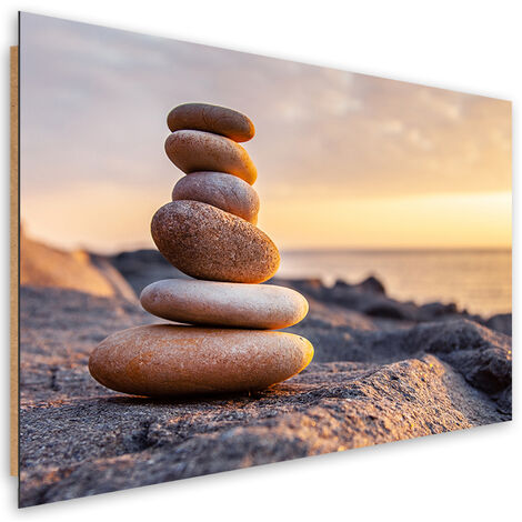 Quadro deco panel, Pietre sulla spiaggia Zen - 90x60