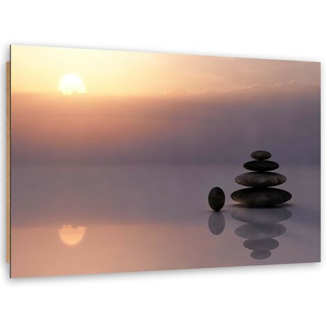 Quadro deco panel, Pietre zen in riva al mare - 90x60