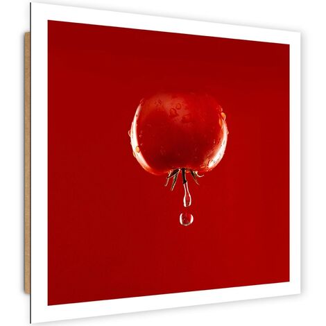 Quadro deco panel, Pomodoro e gocce d'acqua - colore - 40x40