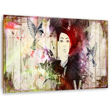 Quadro deco panel, Ragazza con cappello - 90x60