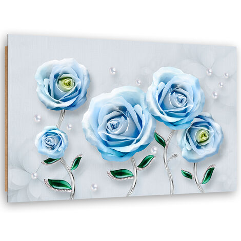 Quadro deco panel, Rose 3D blu - 90x60