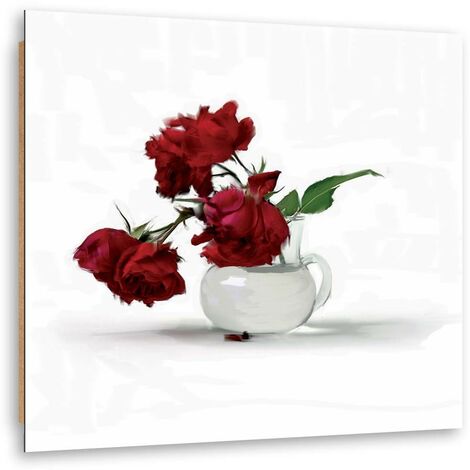Quadro deco panel, Rose rosse in vaso - 40x40