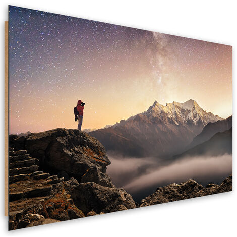 Quadro deco panel, Scalare le stelle delle montagne del cielo - 100x70