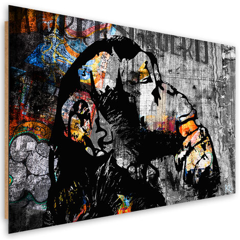 Quadro deco panel, Street Art Banky Monkey Abstraction - 60x40