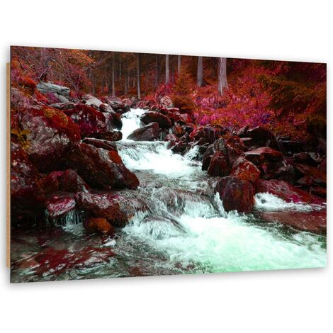 Quadro deco panel, Torrente di montagna in rosso - 60x40