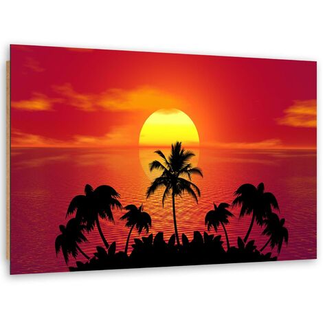 Quadro deco panel, Tramonto e palme - 90x60