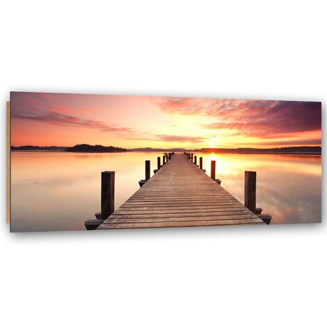 Quadro deco panel, Tramonto su un molo - 120x40