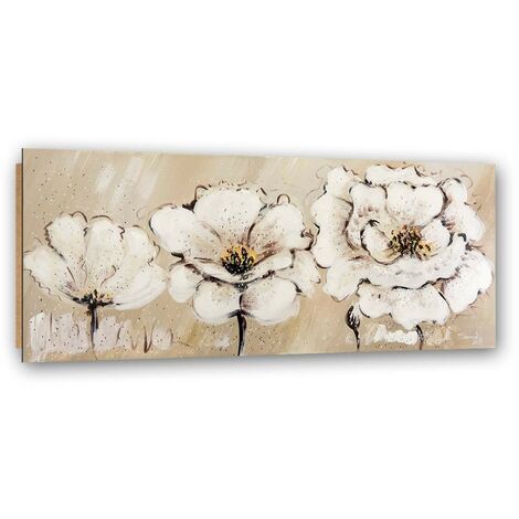 Quadro deco panel, Tre fiori bianchi - 150x50