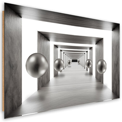 Quadro deco panel, Tunnel Silver 3D Balls - 100x70