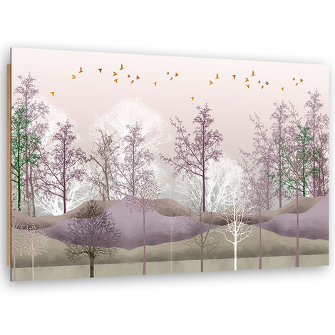 Quadro deco panel, Uccelli sopra la foresta - 120x80